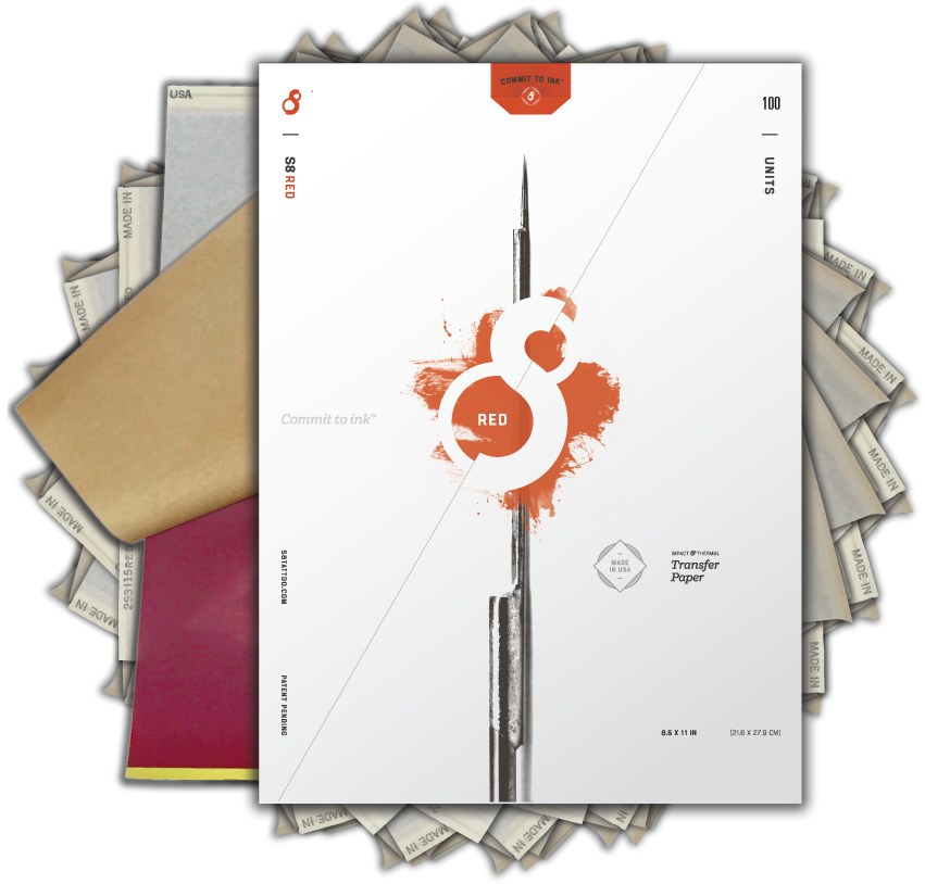 S8 Red Tattoo Stencil Transfer System 100 pcs photo